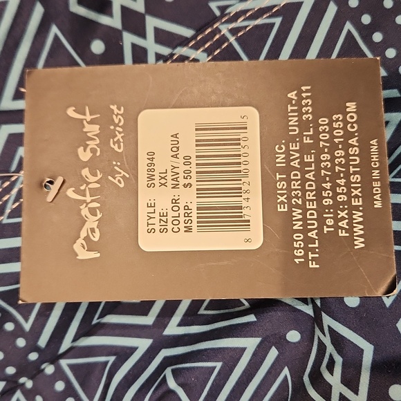 NWT Pacific Surf by Exist Men's sz XXL Swimtrunks elastic Waist front tie - Picture 7 of 8